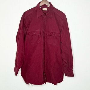 Lands’ End Vintage Chamois Cloth Chore Flannel Shirt in Burgundy - Men’s US 17.5